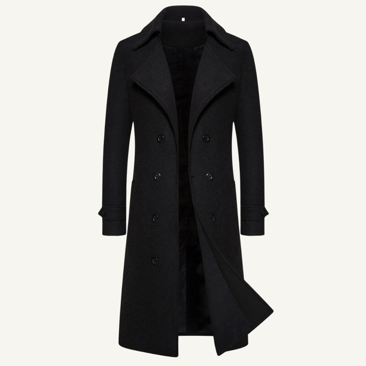Carson | Men's Double Breasted Wool Trench Coat, Long Tailored Coat | Bella Blue | Khaki