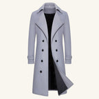 Carson | Men's Double Breasted Wool Trench Coat, Long Tailored Coat | Bella Blue