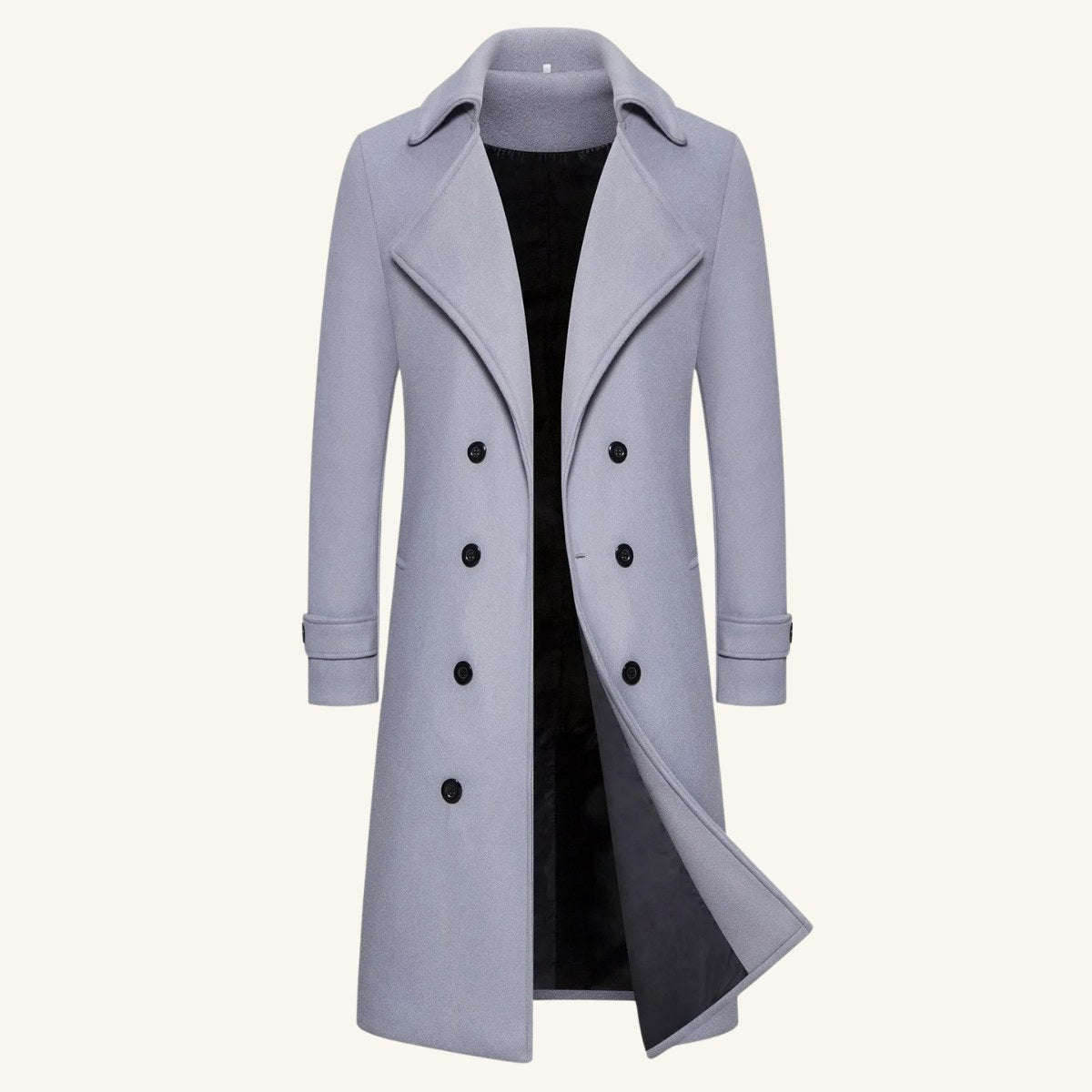 Carson | Men's Double Breasted Wool Trench Coat, Long Tailored Coat | Bella Blue