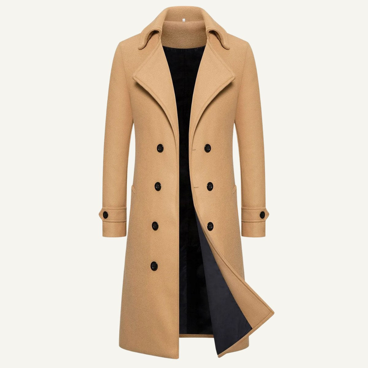 Carson | Men's Double Breasted Wool Trench Coat, Long Tailored Coat | Bella Blue