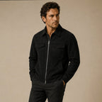 Carter | Men's Suede-Effect Jacket, Modern Smart Jacket | Bella Blue | Grey
