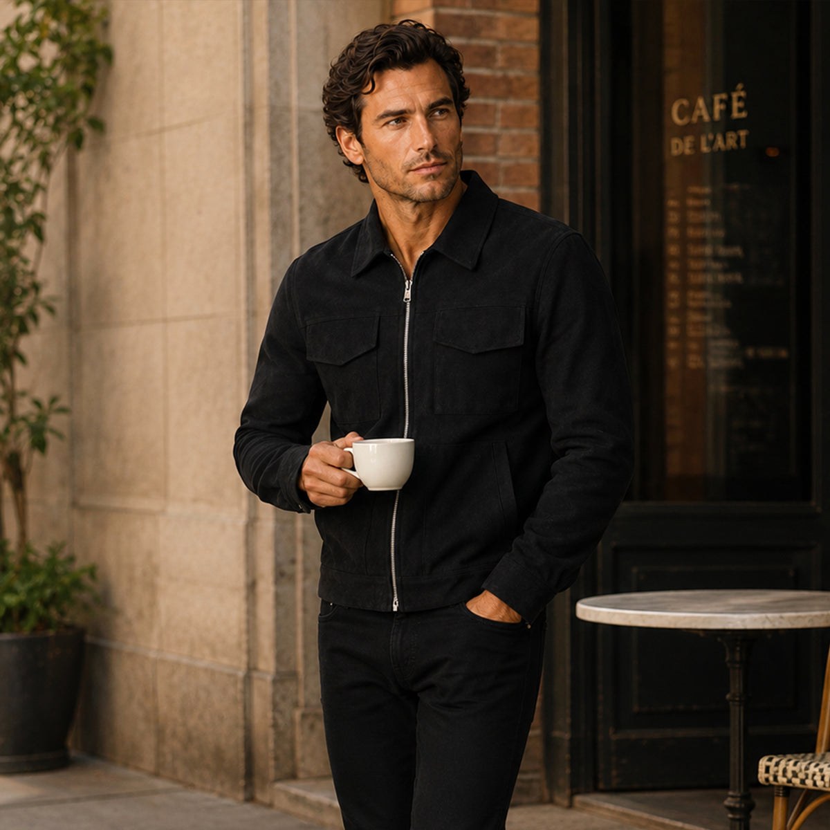Carter | Men's Suede-Effect Jacket, Modern Smart Jacket | Bella Blue