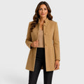 Cecilia | Women's Fitted Wool Coat, Classic Button-Front Coat | Bella Blue