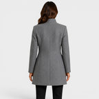 Cecilia | Women's Fitted Wool Coat, Classic Button-Front Coat | Bella Blue