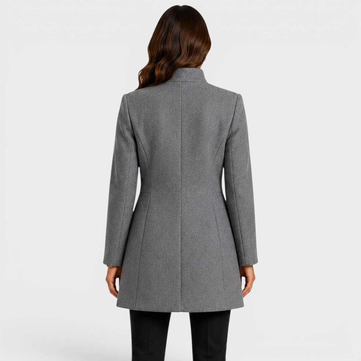 Cecilia | Women's Fitted Wool Coat, Classic Button-Front Coat | Bella Blue