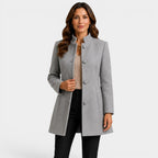 Cecilia | Women's Fitted Wool Coat, Classic Button-Front Coat | Bella Blue