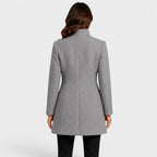 Cecilia | Women's Fitted Wool Coat, Classic Button-Front Coat | Bella Blue