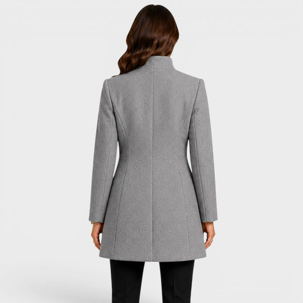 Cecilia | Women's Fitted Wool Coat, Classic Button-Front Coat | Bella Blue