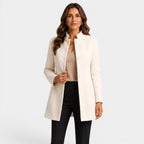 Cecilia | Women's Fitted Wool Coat, Classic Button-Front Coat | Bella Blue