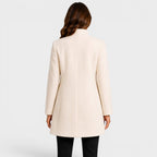 Cecilia | Women's Fitted Wool Coat, Classic Button-Front Coat | Bella Blue