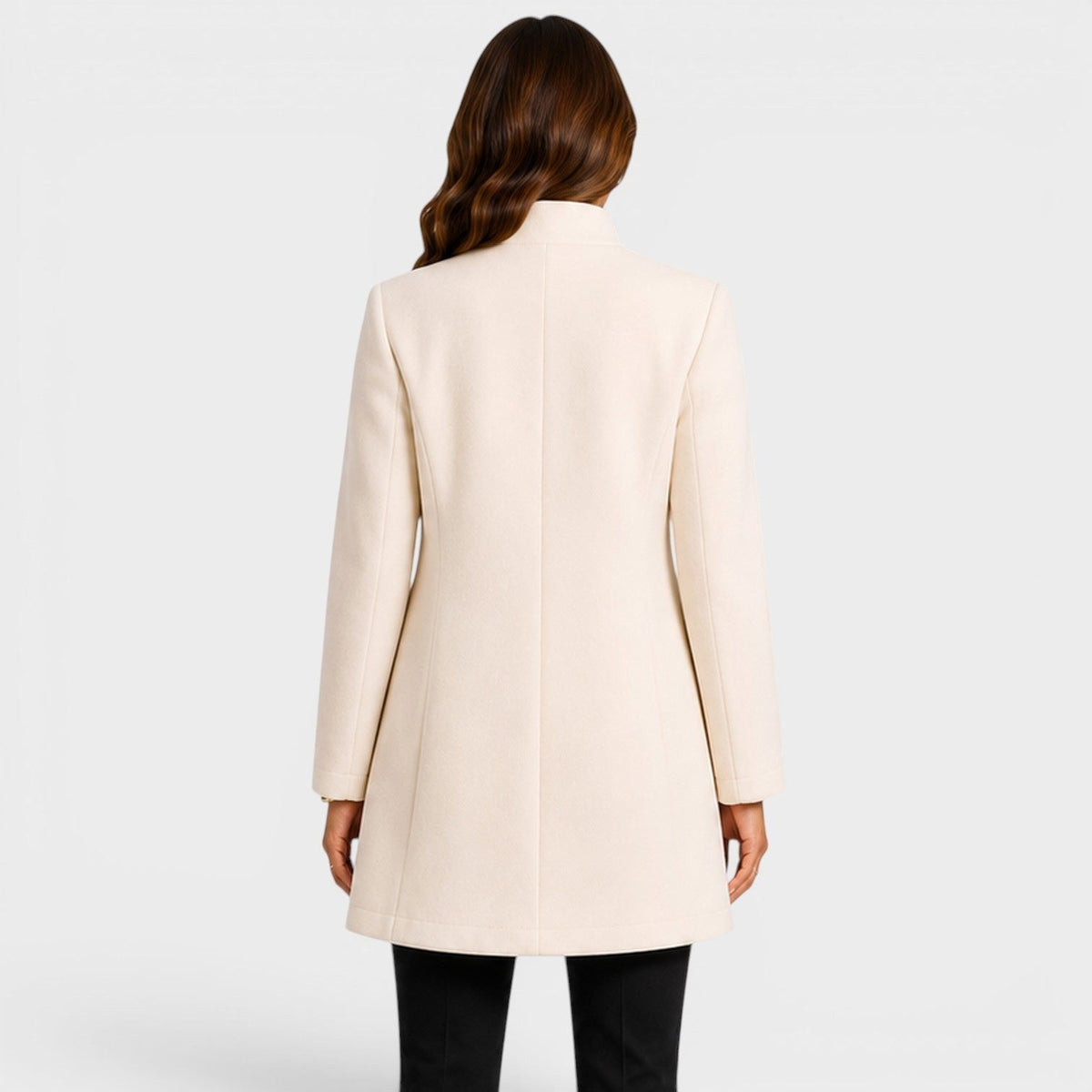 Cecilia | Women's Fitted Wool Coat, Classic Button-Front Coat | Bella Blue