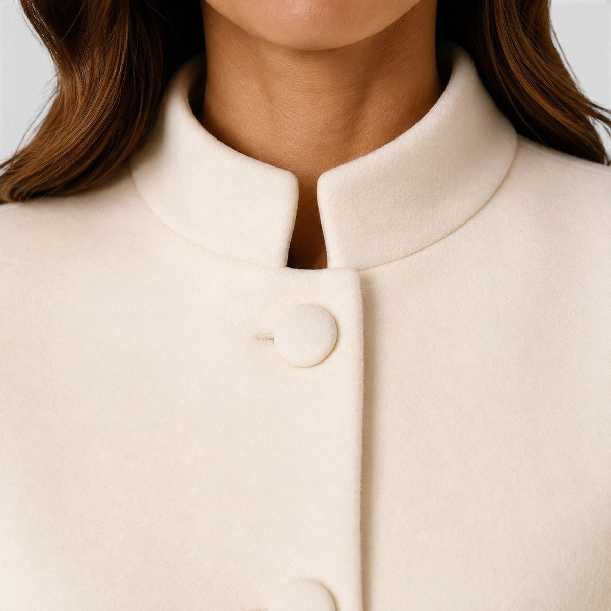 Cecilia | Women's Fitted Wool Coat, Classic Button-Front Coat | Bella Blue
