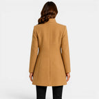 Cecilia | Women's Fitted Wool Coat, Classic Button-Front Coat | Bella Blue