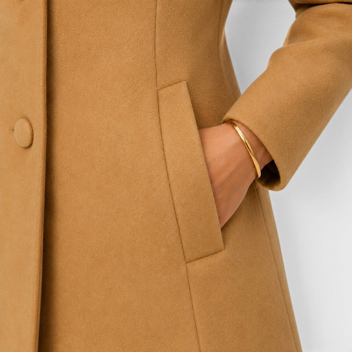 Cecilia | Women's Fitted Wool Coat, Classic Button-Front Coat | Bella Blue