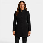 Cecilia | Women's Fitted Wool Coat, Classic Button-Front Coat | Bella Blue