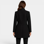 Cecilia | Women's Fitted Wool Coat, Classic Button-Front Coat | Bella Blue