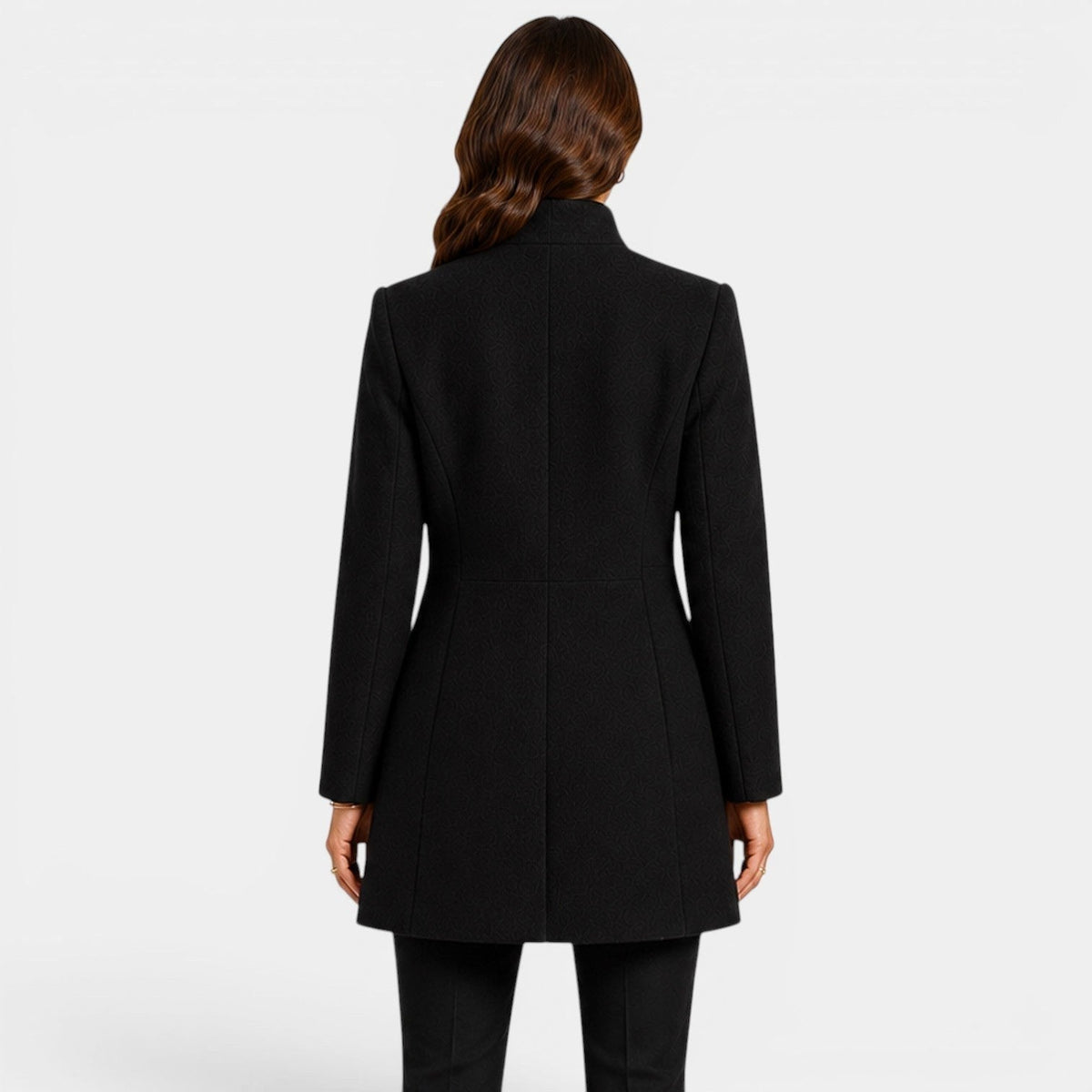 Cecilia | Women's Fitted Wool Coat, Classic Button-Front Coat | Bella Blue