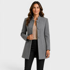 Cecilia | Women's Fitted Wool Coat, Classic Button-Front Coat | Bella Blue