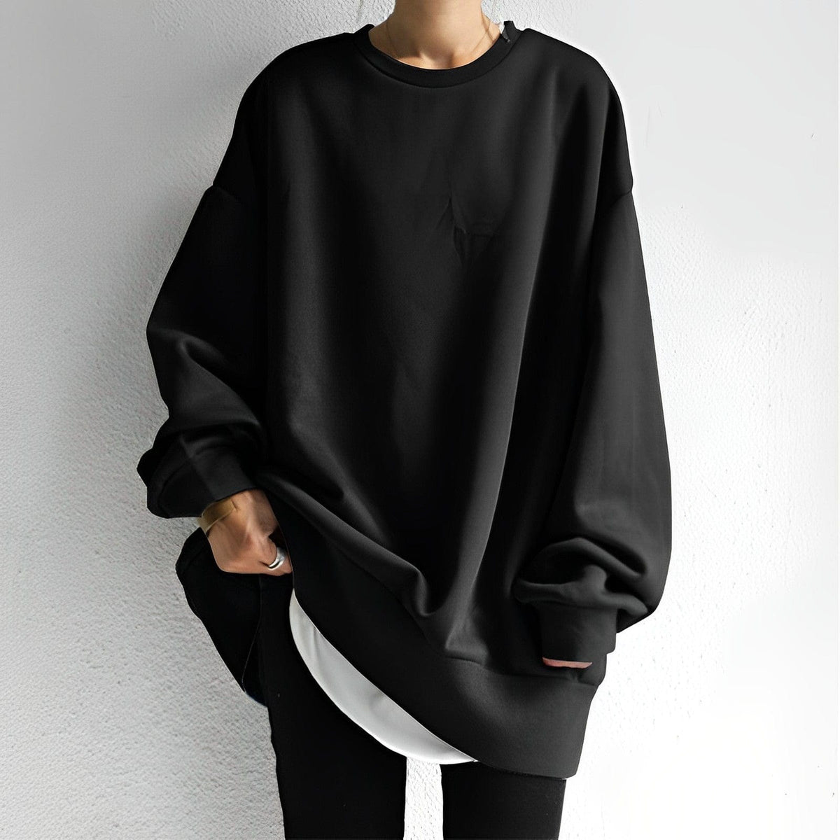 Cecilia | Women's Oversized Knit Jumper, Textured Cosy Jumper | Bella Blue | Black
