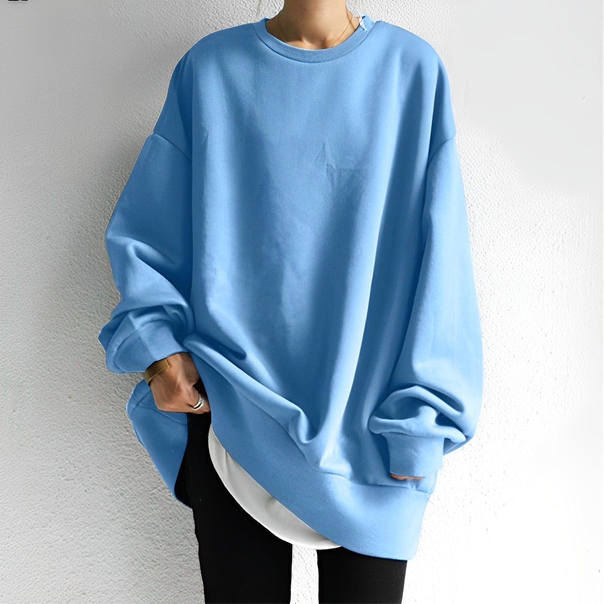 Cecilia | Women's Oversized Knit Jumper, Textured Cosy Jumper | Bella Blue
