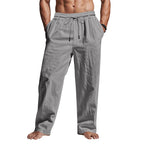 Cedric | Men's Linen Trousers with Drawstring Waist, Relaxed Summer Trousers | Bella Blue