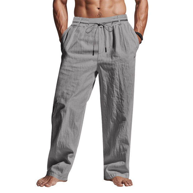 Cedric | Men's Linen Trousers with Drawstring Waist, Relaxed Summer Trousers | Bella Blue