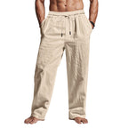 Cedric | Men's Linen Trousers with Drawstring Waist, Relaxed Summer Trousers | Bella Blue