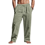 Cedric | Men's Linen Trousers with Drawstring Waist, Relaxed Summer Trousers | Bella Blue