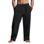 Cedric | Men's Linen Trousers with Drawstring Waist, Relaxed Summer Trousers | Bella Blue