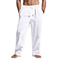 Cedric | Men's Linen Trousers with Drawstring Waist, Relaxed Summer Trousers | Bella Blue