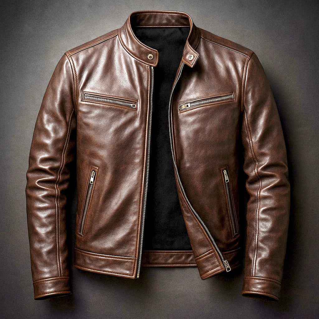 Charles | Men's Vintage Leather Jacket, Timeless Everyday Jacket | Bella Blue