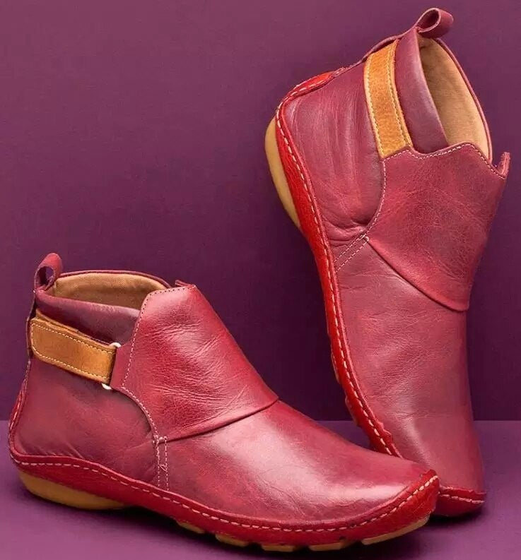 Charlotte | Women's Orthopaedic Ankle Boots, Supportive Autumn Boots | Bella Blue | Red