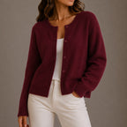 Charlotte | Women's Soft Knit Cardigan, Button-Up Long Sleeve Sweater | Bella Blue