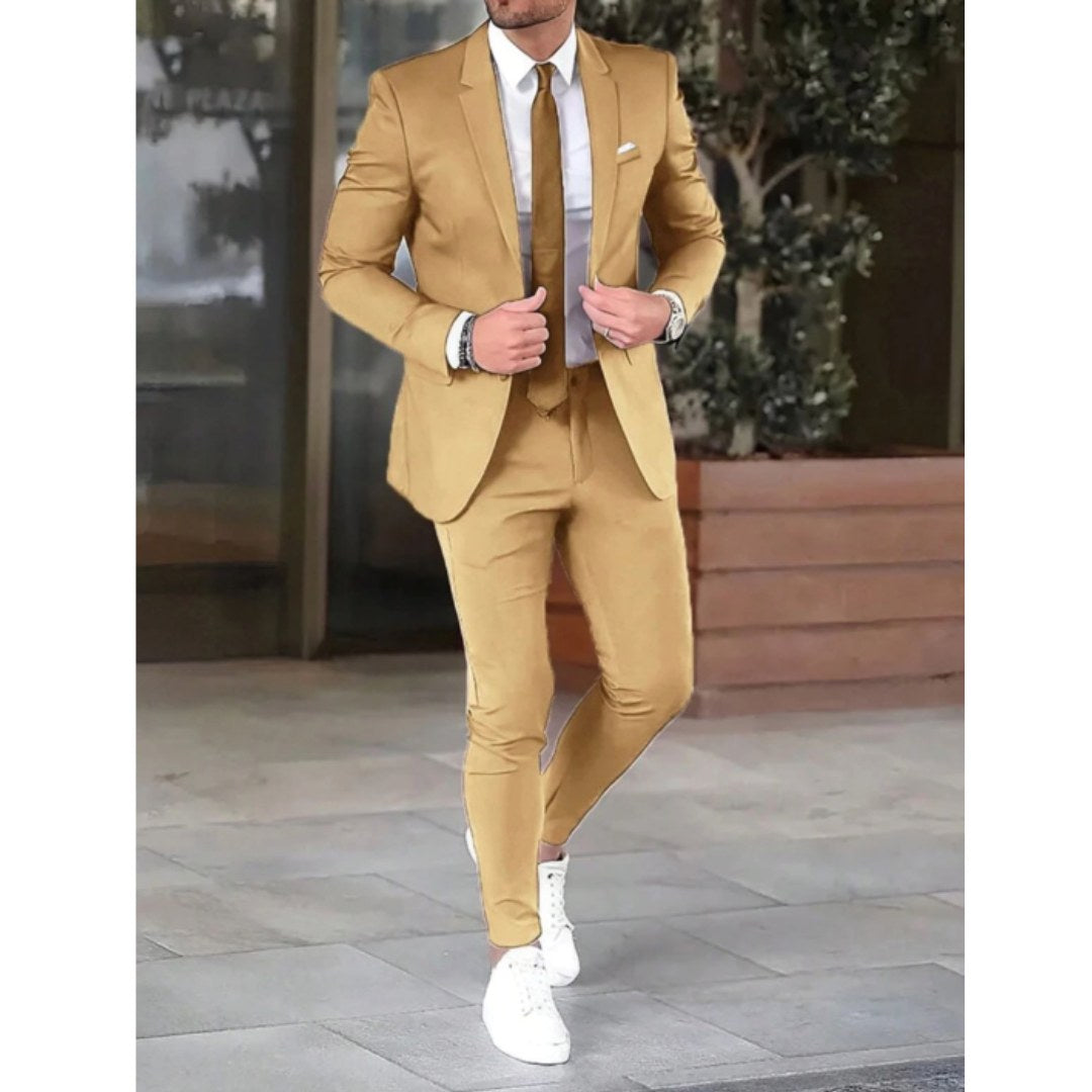 Christian | Men's Two-Piece Suit, Classic Wedding Suit | Bella Blue | Black