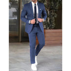 Christian | Men's Two-Piece Suit, Classic Wedding Suit | Bella Blue | White