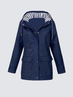 Christine | Women's Waterproof Lightweight Windbreaker Jacket, Water-Resistant Outdoor Jacket | Bella Blue | Black