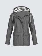Christine | Women's Waterproof Lightweight Windbreaker Jacket, Water-Resistant Outdoor Jacket | Bella Blue | White