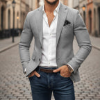 Christoph | Men's Slim Fit Single-Button Blazer, Elegant Blazer | Bella Blue | Grey