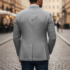 Christoph | Men's Slim Fit Single-Button Blazer, Elegant Blazer | Bella Blue | Grey