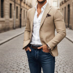 Christoph | Men's Slim Fit Single-Button Blazer, Elegant Blazer | Bella Blue | Grey