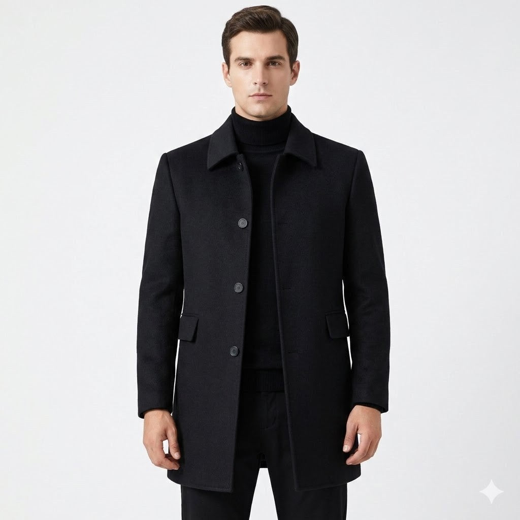 Christopher | Men's Classic Wool Overcoat, Tailored Formal Coat | Bella Blue