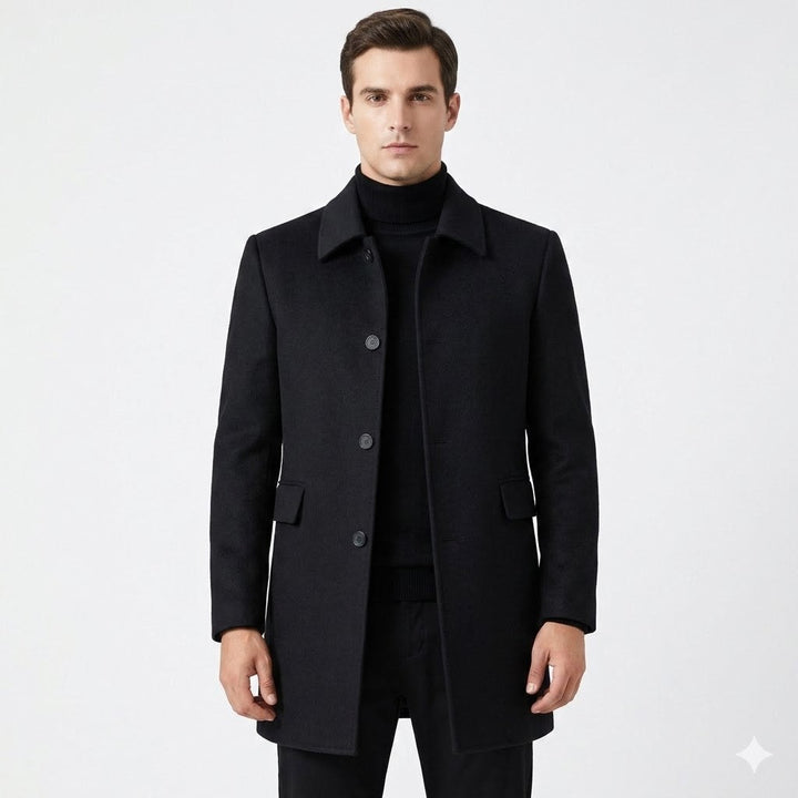 Christopher | Men's Classic Wool Overcoat, Tailored Formal Coat | Bella Blue