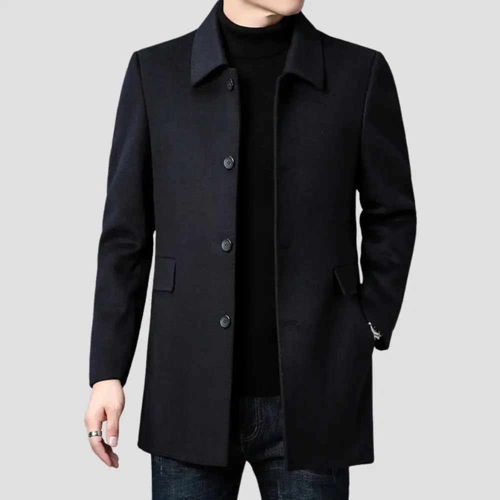 Christopher | Men's Classic Wool Overcoat, Tailored Formal Coat | Bella Blue