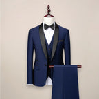 Christopherpython3 | Men's Tailored Three-Piece Tuxedo Suit, Shawl-Lapel Formalwear | Bella Blue | Navy Blue