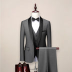 Christopherpython3 | Men's Tailored Three-Piece Tuxedo Suit, Shawl-Lapel Formalwear | Bella Blue | Grey