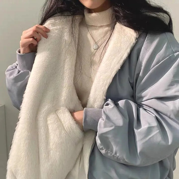 Clara | Women's Double-Layer Winter Jacket, Elegant Jacket with Thermal Insulation | Bella Blue | Beige