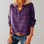 Clara | Women's Bohemian Print Blouse, Fluid Cut Shirt | Bella Blue
