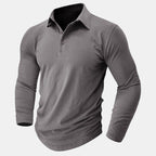 Claus | Men's Long-Sleeve Polo Shirt, Modern Polo Shirt | Bella Blue | Grey