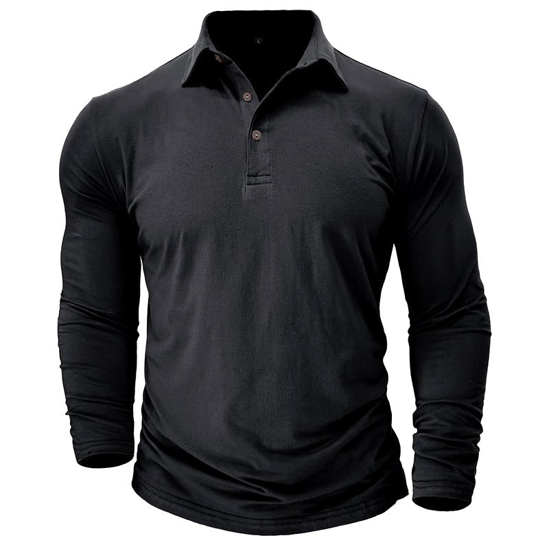 Claus | Men's Long-Sleeve Polo Shirt, Modern Polo Shirt | Bella Blue | Navy Blue