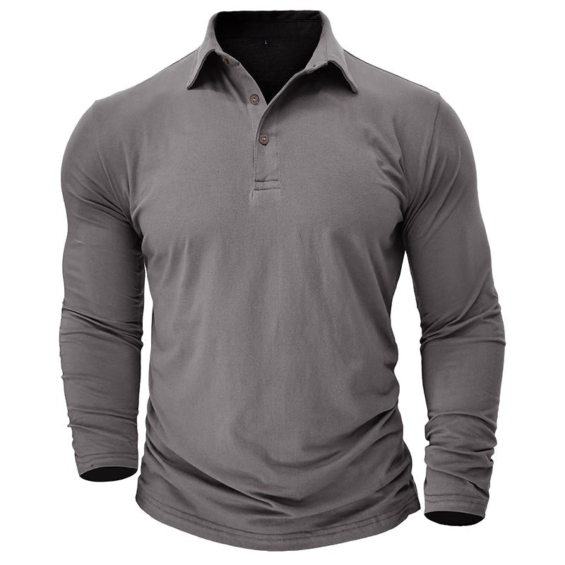 Claus | Men's Long-Sleeve Polo Shirt, Modern Polo Shirt | Bella Blue | Military Green